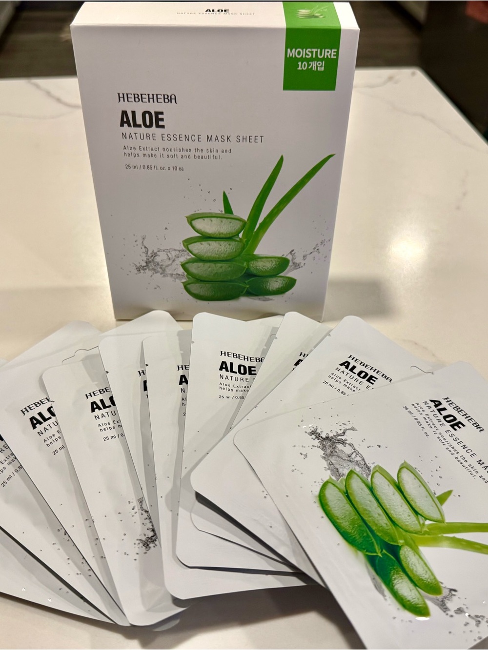 HEBEHEBA Aloe Moisture Korean Face Mask Sheet 10 Pack K-Beauty